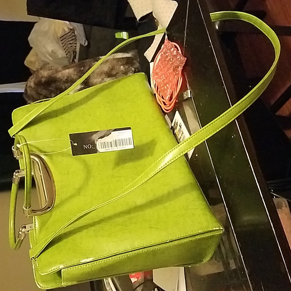 Bright green new purse brief case purse